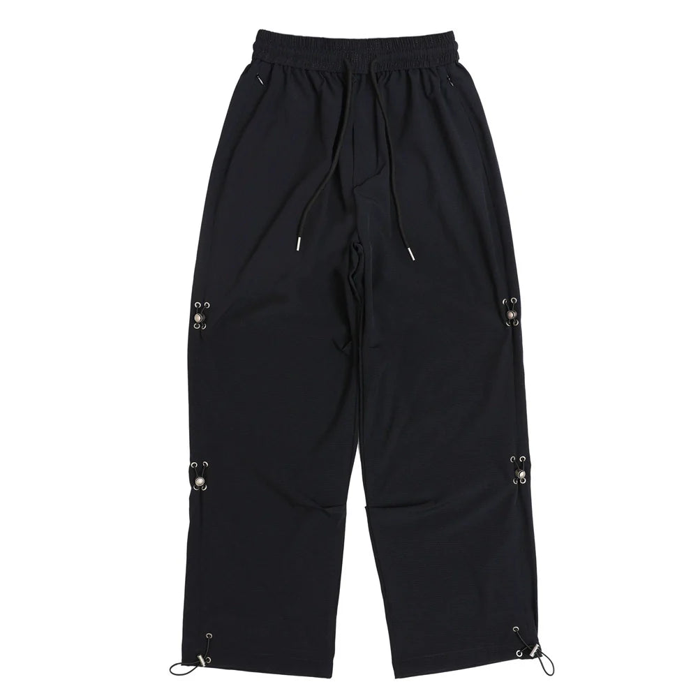 Men Sweatpants Loose Mesh Breathable Trousers Pleated Drawstring Ankle Banded Pants