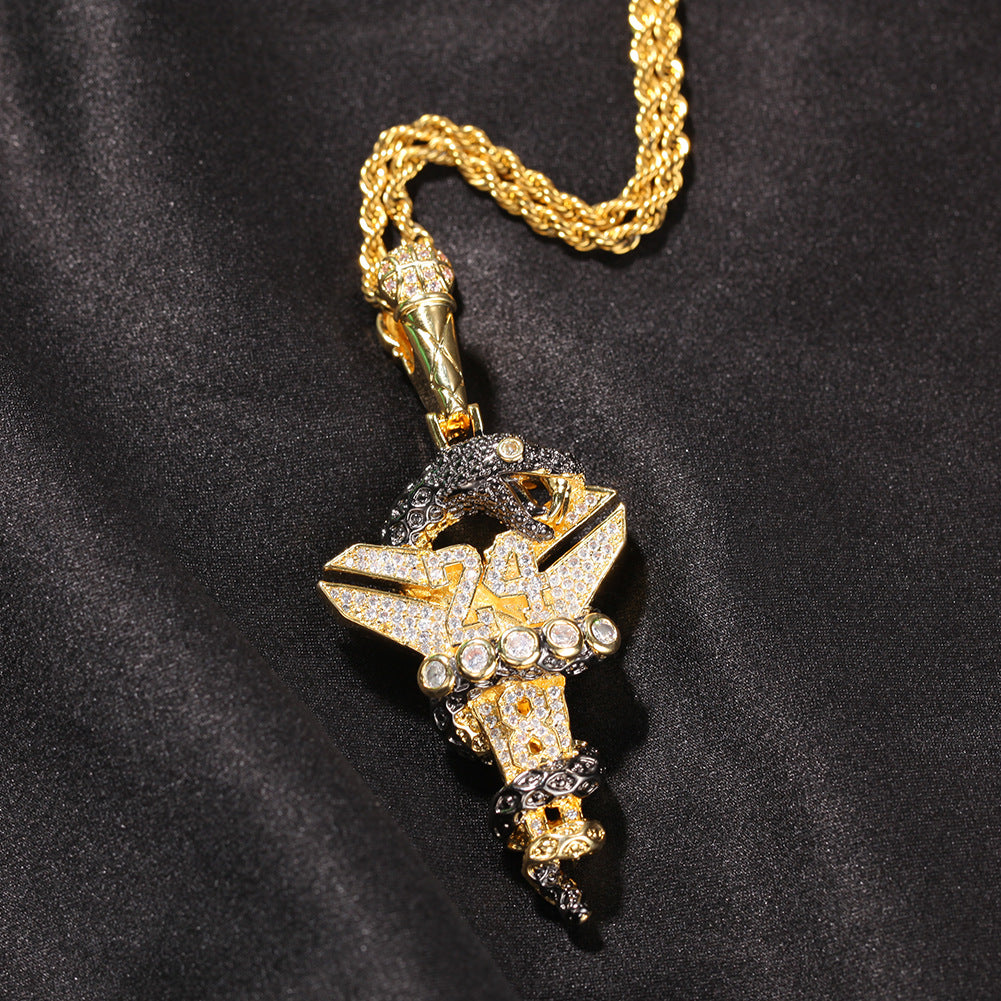 Jewelry Hip Hop Kobe Black Mamba Viper Cross Pendant Necklace Angel Pieces Animal