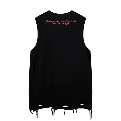 Men Vest Hiphop Loose Sleeveless T-shirt Sports Top