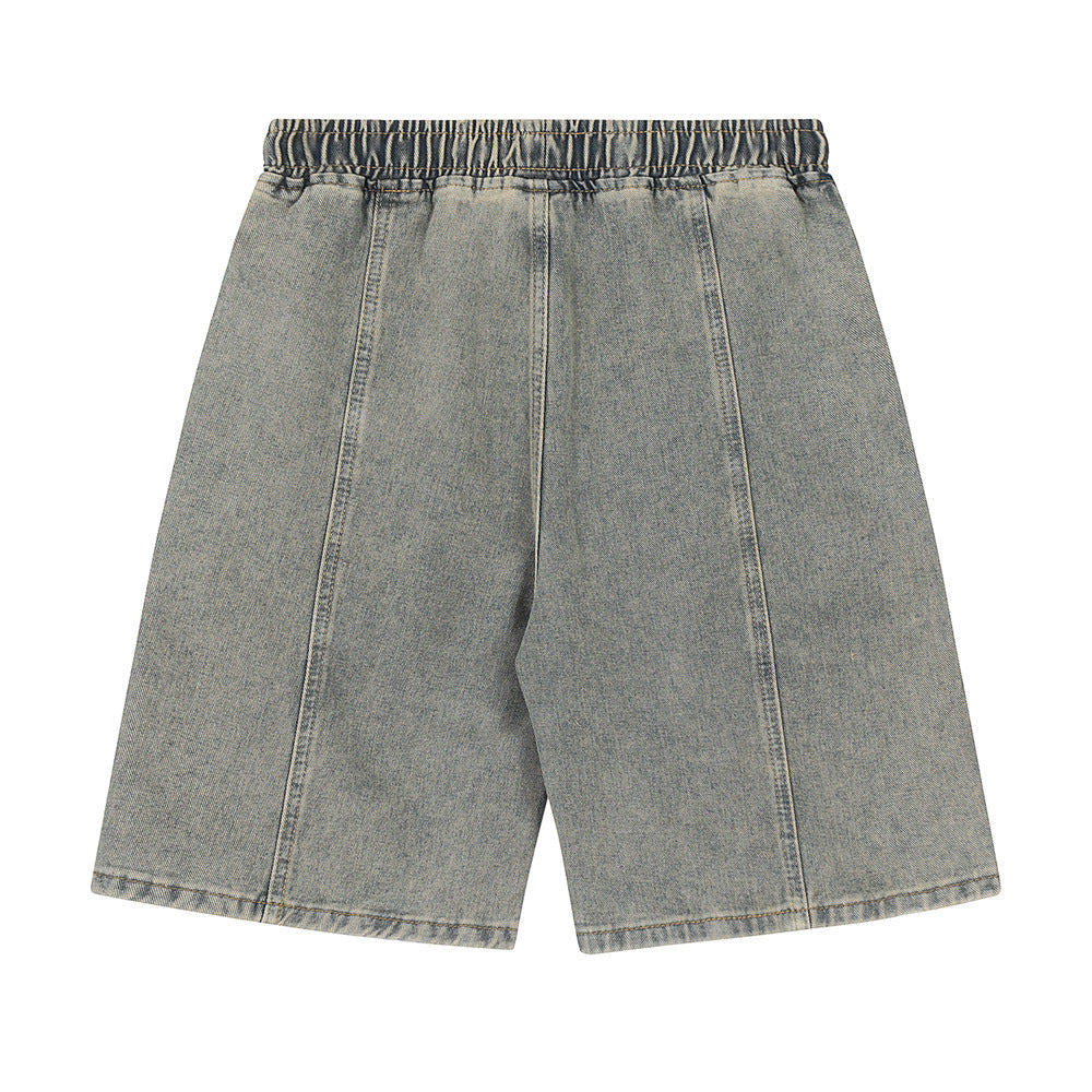 Men Shorts Side Zipper Stitching Denim Shorts Distressed