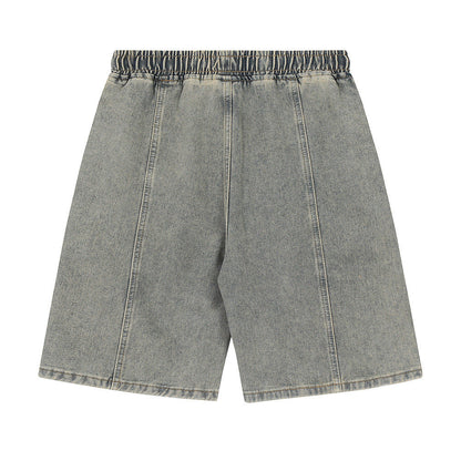 Men Shorts Side Zipper Stitching Denim Shorts Distressed