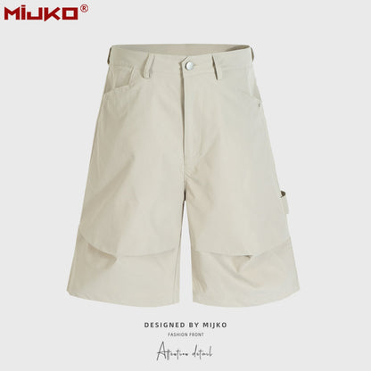 MIJKO Men Shorts Men's and Women's Same Tie Design Seven-Point Shorts