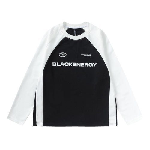 Men Long Sleeve T-shirt Stitching Printing Crew Neck