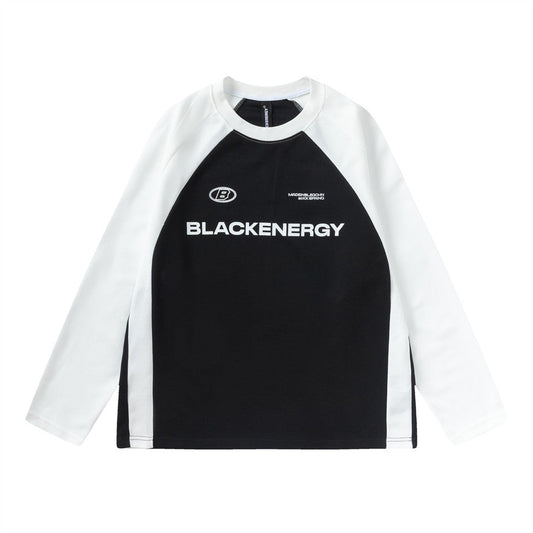 Men Long Sleeve T-shirt Stitching Printing Crew Neck