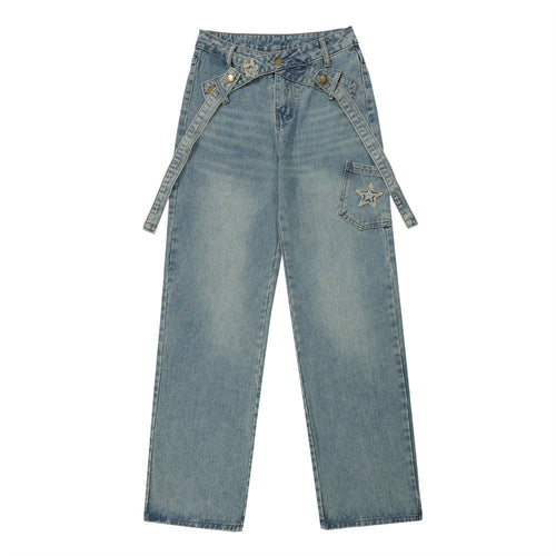 Women Pants Jeans Women's XINGX Embroidery Baggy Straight Trousers