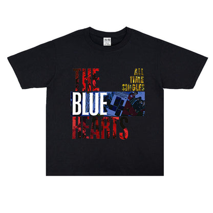 Rock Star T Shirt the Blue Hearts Punk Rock Band Loose Print T-shirt Short Sleeve Cotton