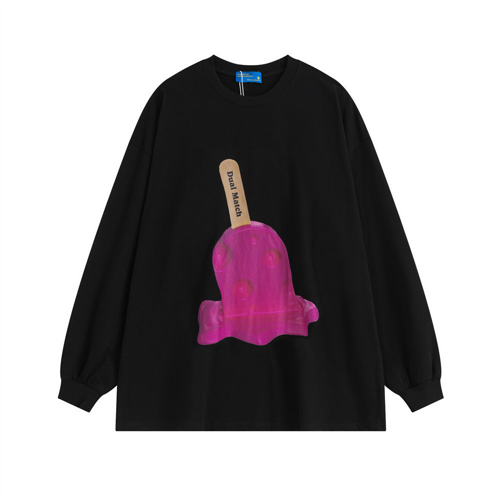 Men Long Sleeve T-Shirt Ice Cream Ice Cream Personalized Printing