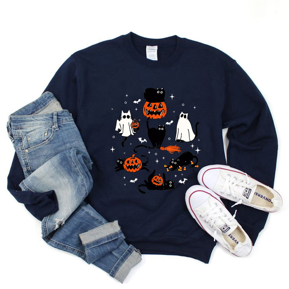 Cute Halloween Ghost Boo Cat Sweatshirt Halloween Cat Shirt