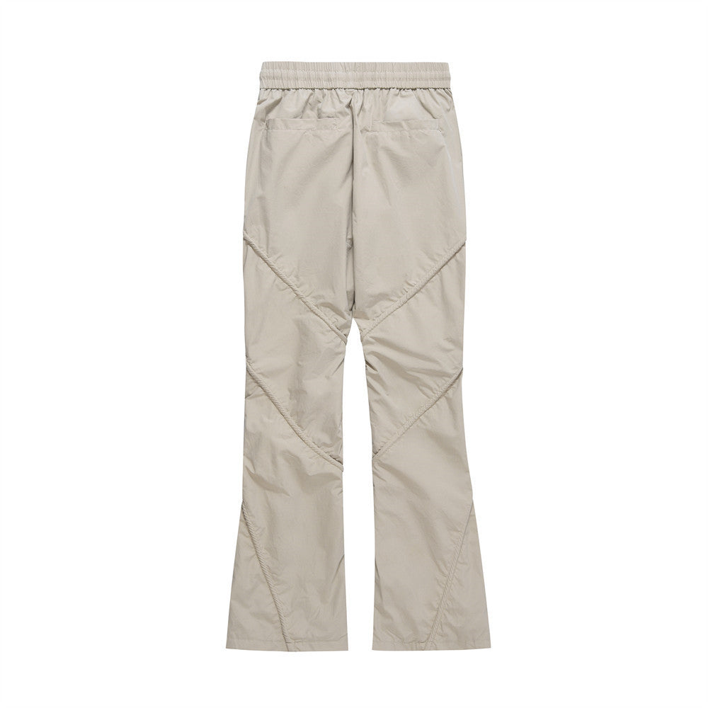Men Sweatpants Pleated Slightly Flared Casual Pants Loose-Fitting Wide-Leg Trousers