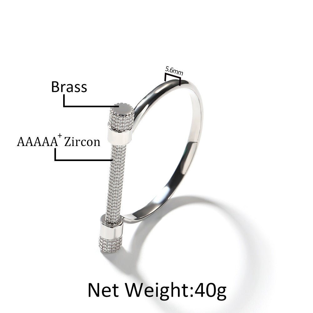 Bracelet Copper Zircon Full Diamond Bracelet Horseshoe Spectrum St. Valentine's