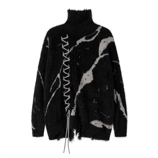 Men Sweater Ripped Turtleneck Sweater