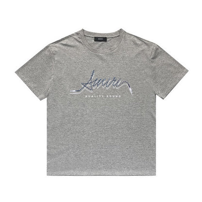 Amiri T Shirt Printed Casual Hip Hop round Neck Short Sleeve T-shirt