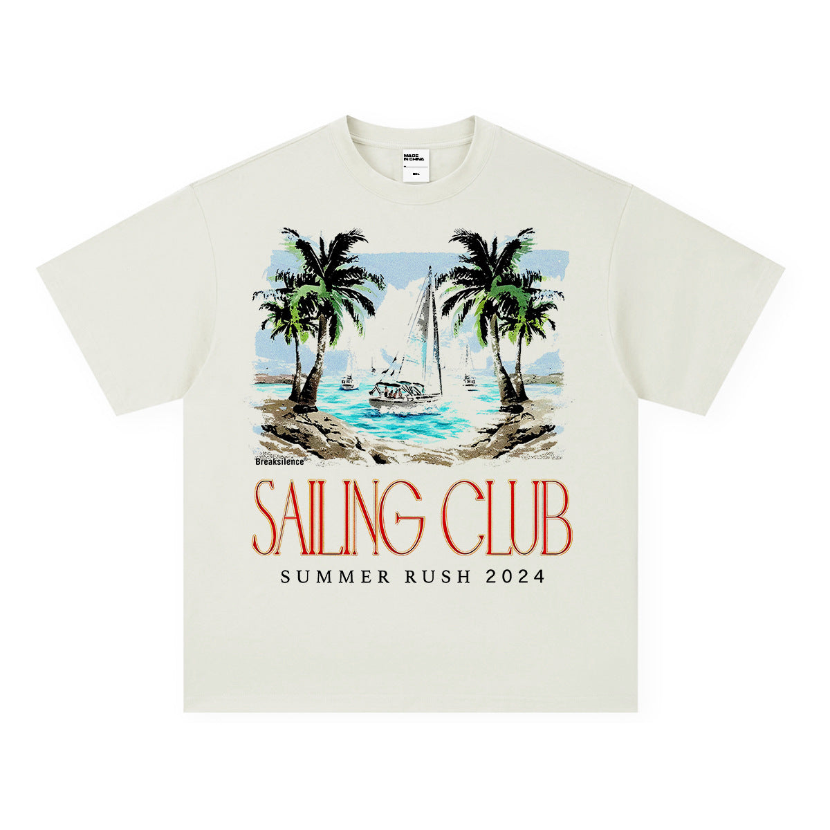 Vintage T-shirts Summer Coconut Vintage Print Short Sleeve Loose Half Sleeve