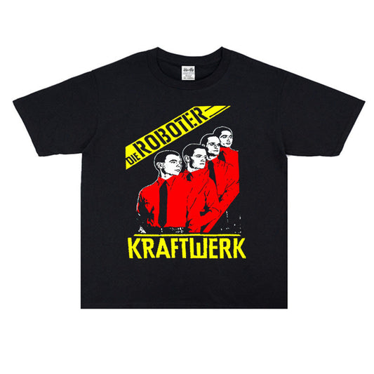 Rock Star T Shirt Power Station Band Kraftwerk Rock Print T-shirt Short Sleeve Men and Women