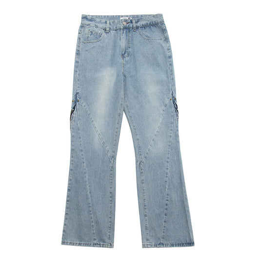 Men Jeans Zipper Decorations Wide-Leg Bell-Bottoms