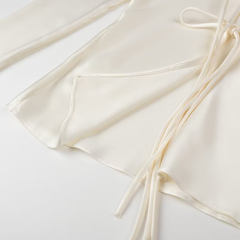 Women Tops Summer Lace-up Shirt V-neck Top