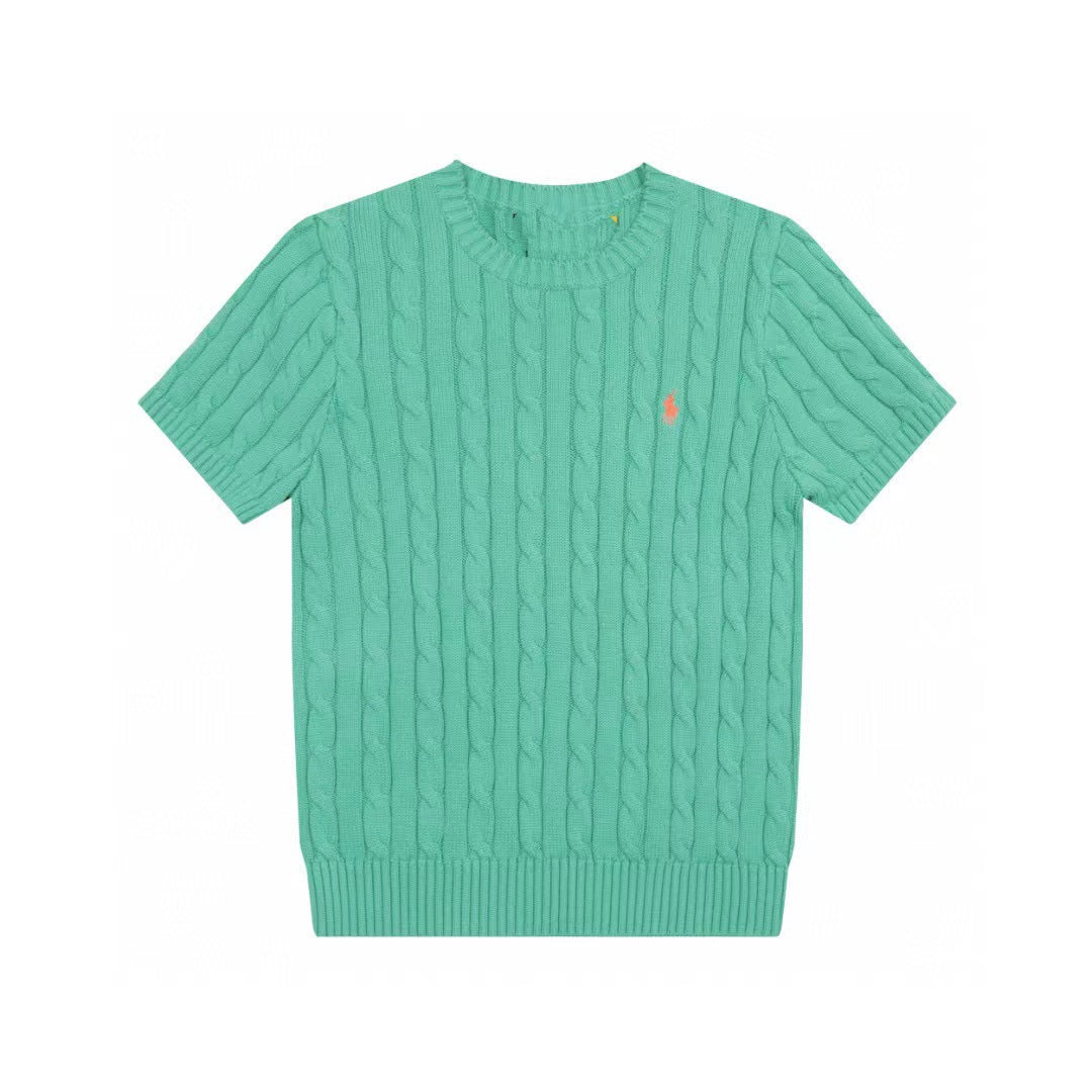 Ralph Lauren Knitted sweaters Ralph Lauren Knitted Short Sleeved Shirt RL Ralph Crew Neck Solid Color Pony Embroidery LOGO Knitted Short Sleeve