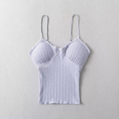 Women Tops Summer Lace Top Backless Short Sling