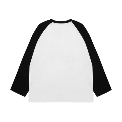 Men Long Sleeve T-Shirt Heavy Weight Cotton Color-Matching