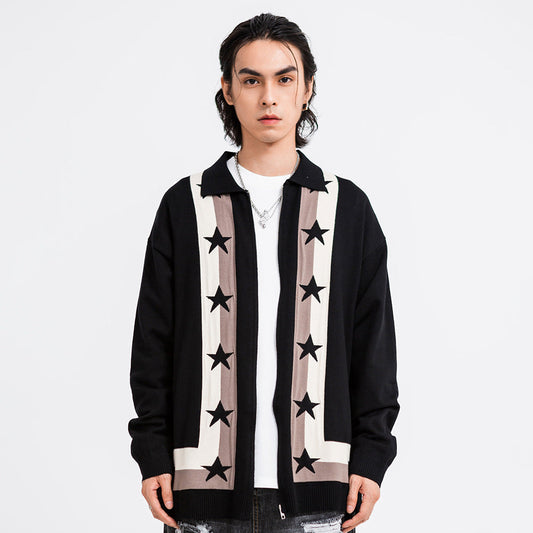 Men Sweater XINGX Lapel Knitted Sweater