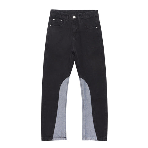 Men Jeans Stitching Loose Casual Trousers
