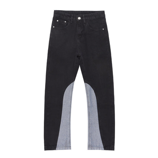 Men Jeans Stitching Loose Casual Trousers