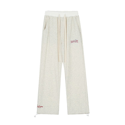 Men Sweatpants Stitching Straight Casual Pants Men's Letter Embroidered Trousers