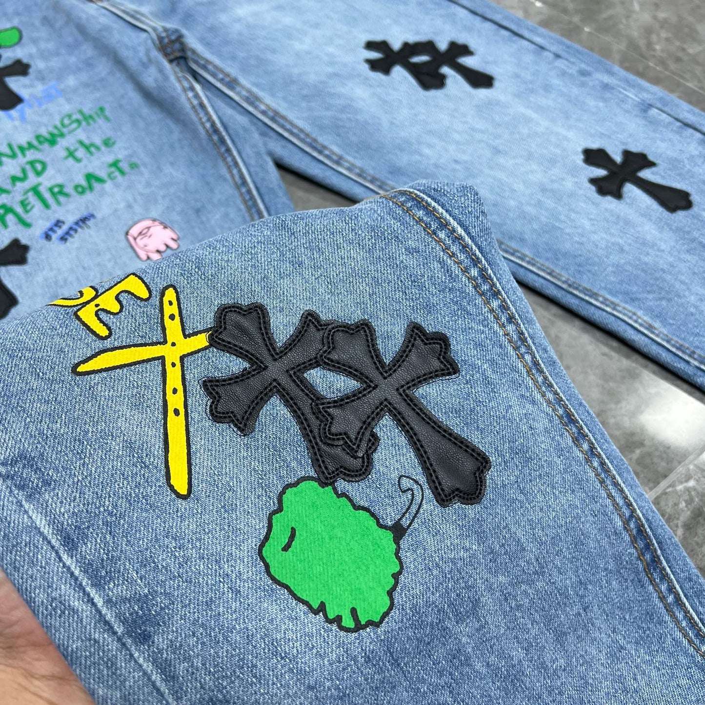 CHH Chrome Hearts Jeans Unisex Casual Loose Jeans