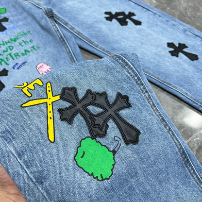 CHH Chrome Hearts Jeans Unisex Casual Loose Jeans