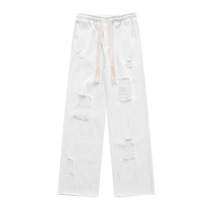 Men Jeans Ripped Frayed Casual Loose