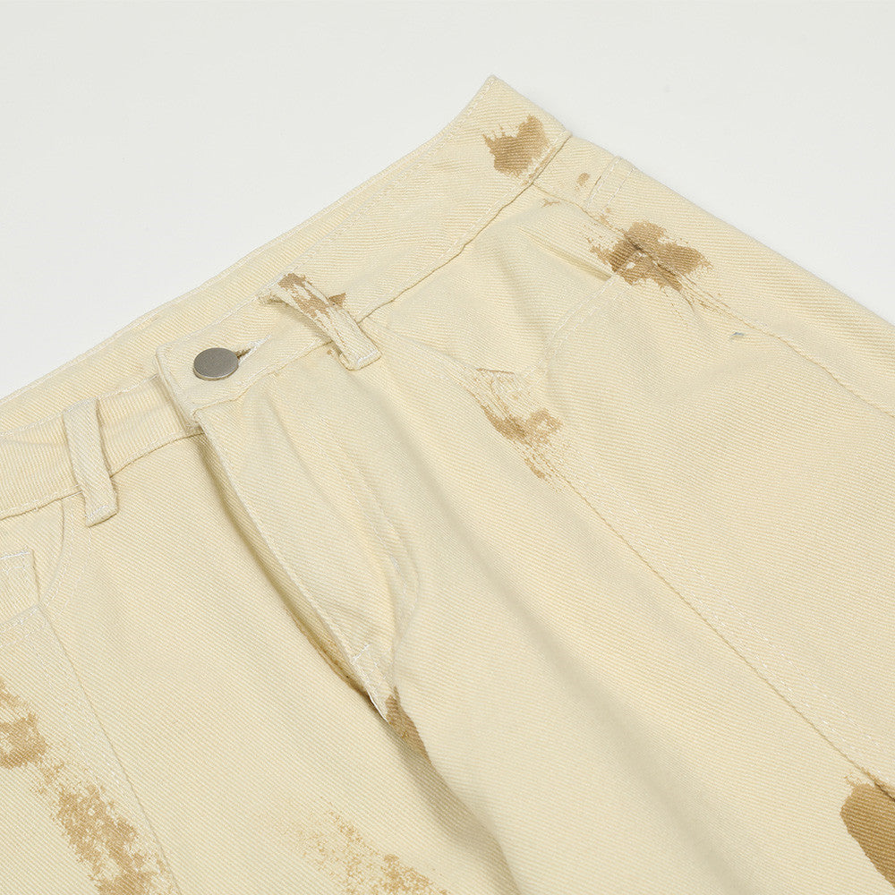 Men Jeans Splash Ink Personalized Punk Loose Wide Leg
