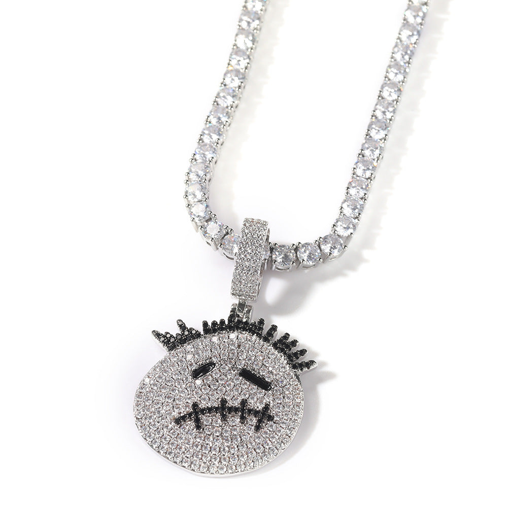 Jewelry small thorn cartoon hip hop necklace pendant trendy zircon rapper Spectrum Animal