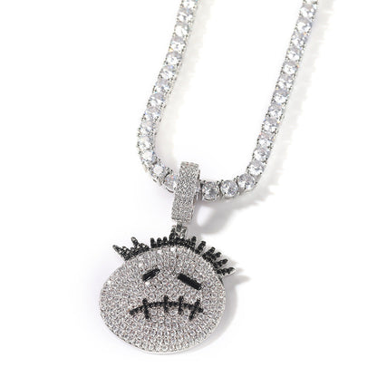 Jewelry small thorn cartoon hip hop necklace pendant trendy zircon rapper Spectrum Animal