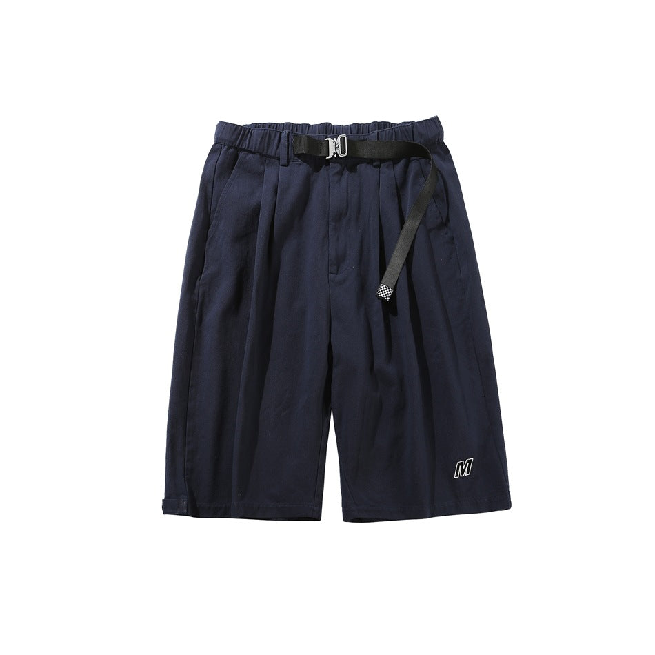 Unisex Shorts Thin Workwear Cropped Pants Loose Casual