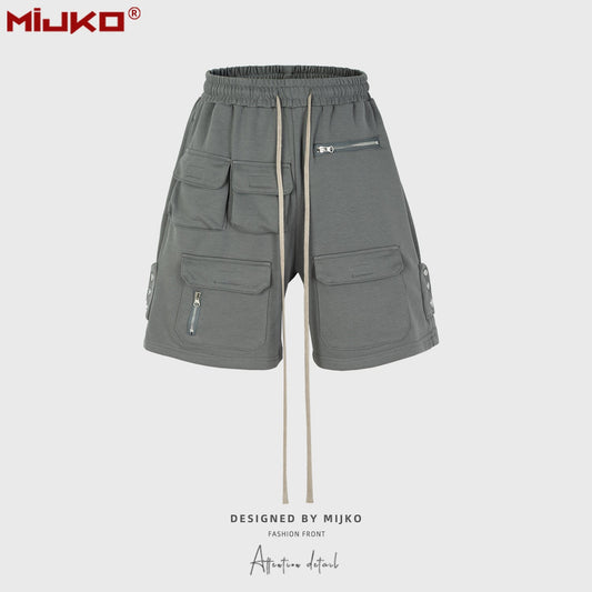 MIJKO Mens Shorts Zip-breasted Casual Unisex Shorts