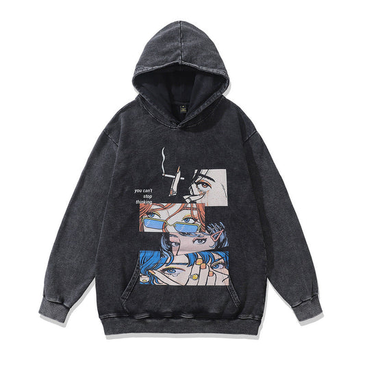 Men Hoodie Secondary Element Printed Hoodie Vintage Couple Coat Men and Women