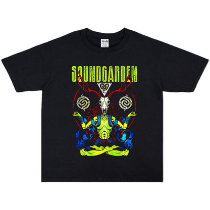 Rock Star T Shirt Soundgarden Band Washed Distressed T-shirt Short Sleeve Loose Cotton Men and Women