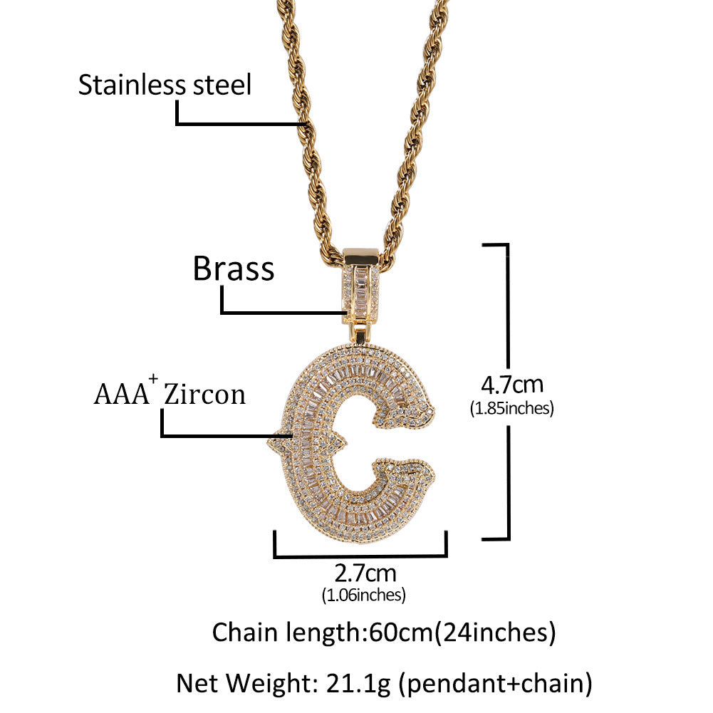 Jewelry Letter Necklace Fashion Full Diamond Barbed Rock Sugar Word Up St. Valentine's Spectrum