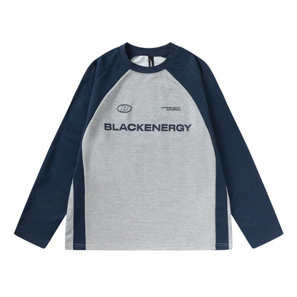Men Long Sleeve T-shirt Stitching Printing Crew Neck