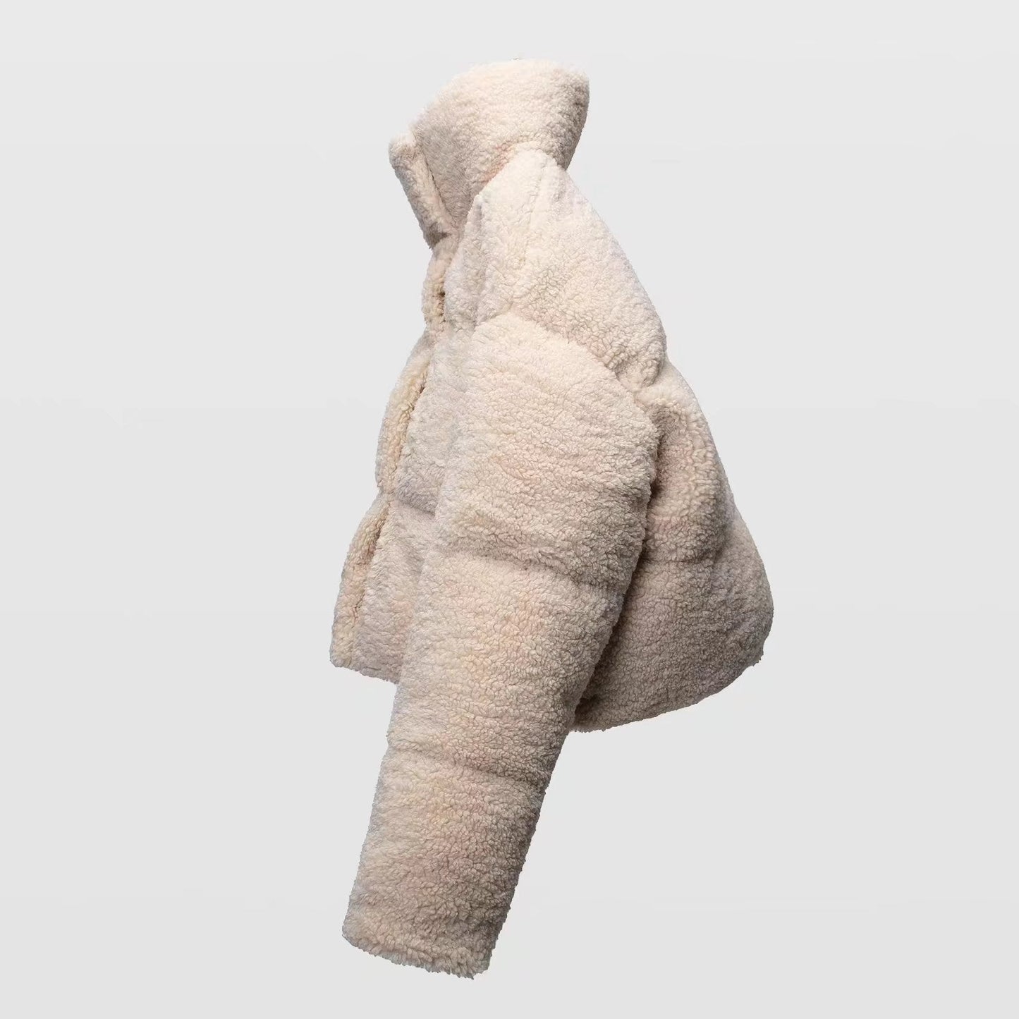 Women Cotton Coat Imitation Lamb Wool Stand Collar Loose Casual Thickening