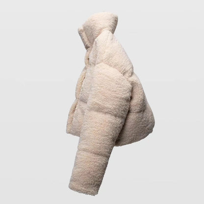 Women Cotton Coat Imitation Lamb Wool Stand Collar Loose Casual Thickening