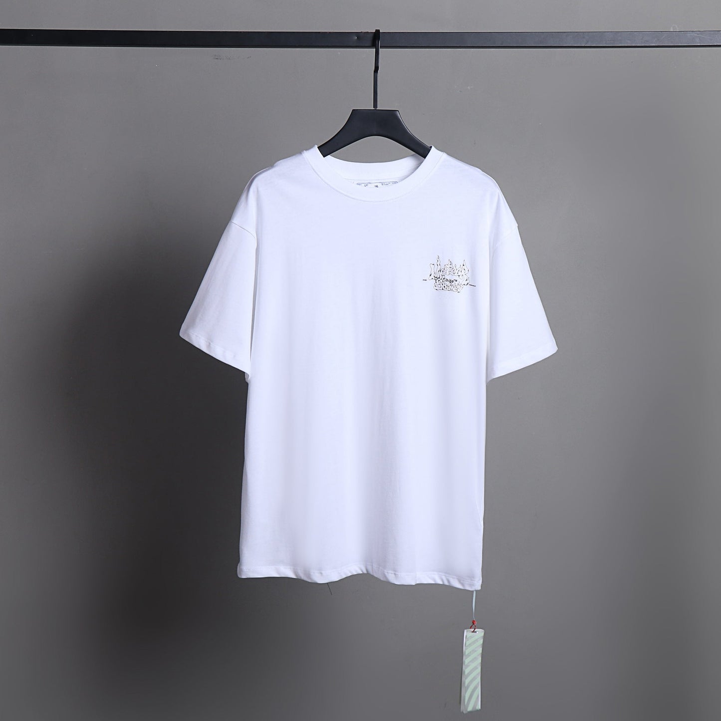 Ow T Shirts Flame Letter Printing for Men and Women