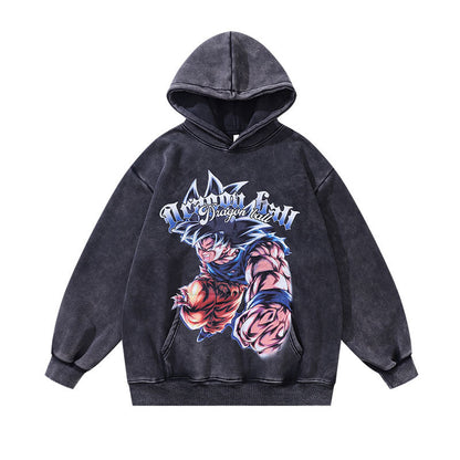 Men Hoodie Cartoon Printing plus Velvet Casual Hooded Sweater