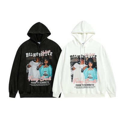 Men Hoodie Printed Hoodie Men's and Women's Oversize Hip Hop Retro Couple Hoodie