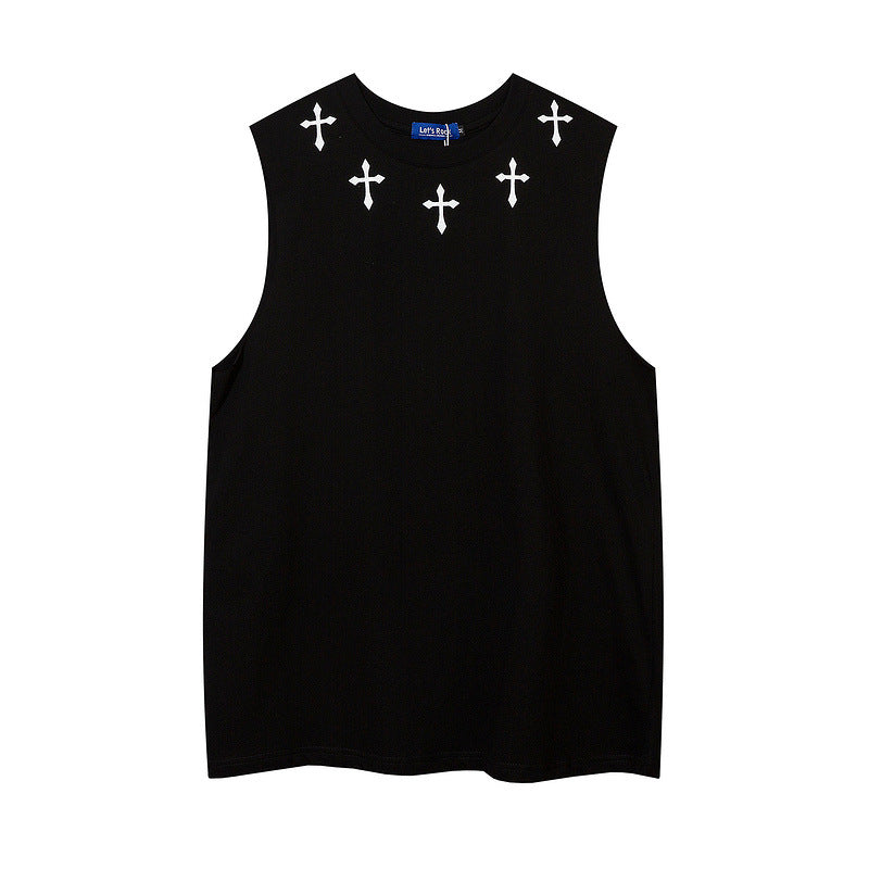 Men Vest Printed Sports Vest Loose Sleeveless T-shirt