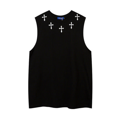 Men Vest Printed Sports Vest Loose Sleeveless T-shirt