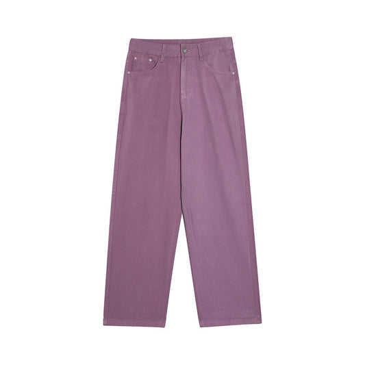 Men Sweatpants Solid Color Straight Casual Pants Loose Wide Leg Denim Trousers Straight Cargo Pants