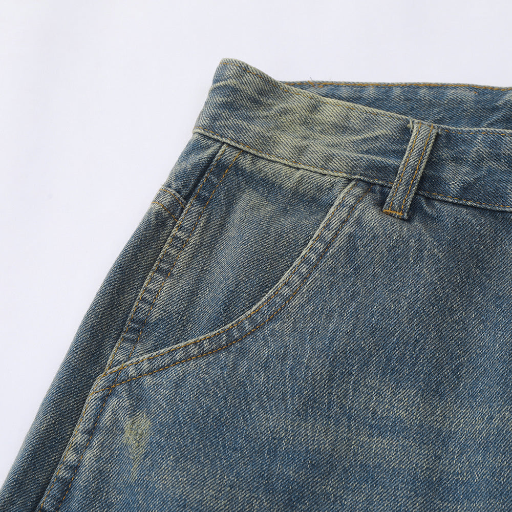 Men Shorts Ripped Denim Shorts Retro Casual Loose