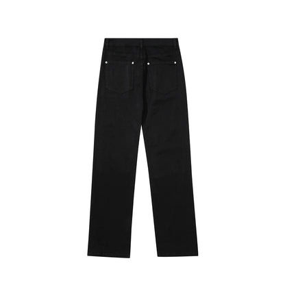 Men Sweatpants Cargo Casual Trousers Pocket Straight-Leg Pants Denim Zipper Pants