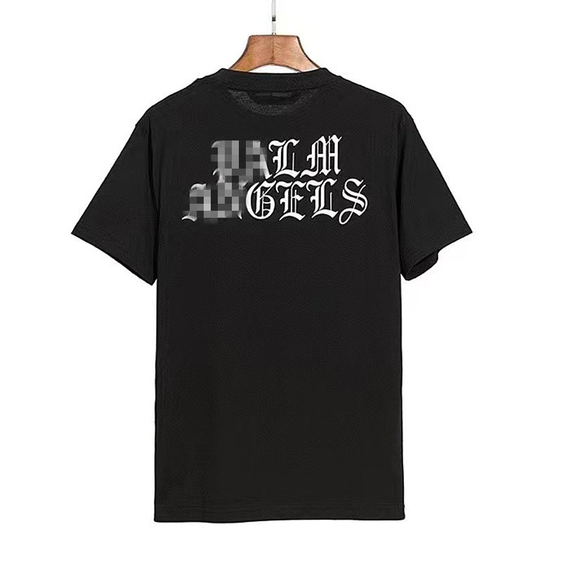 Palm Angle T Shirts Burning Flame Ball Printing Couple Loose